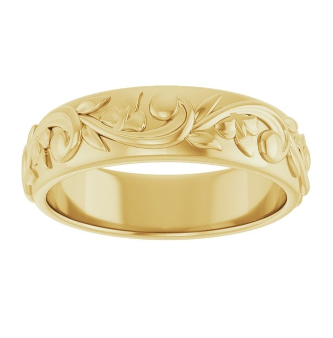 14K Yellow Or White Gold 5.4 mm Sculptural Band