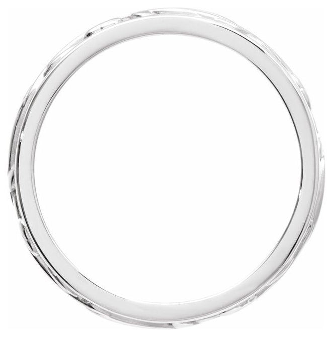 14K White Gold 4 Mm Polished Sculptural Band With Bead Blast Finish Size 6.5