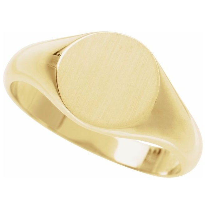 10K Yellow Gold Round 8 X 8 Mm Brush Polished Signet Ring Size 7