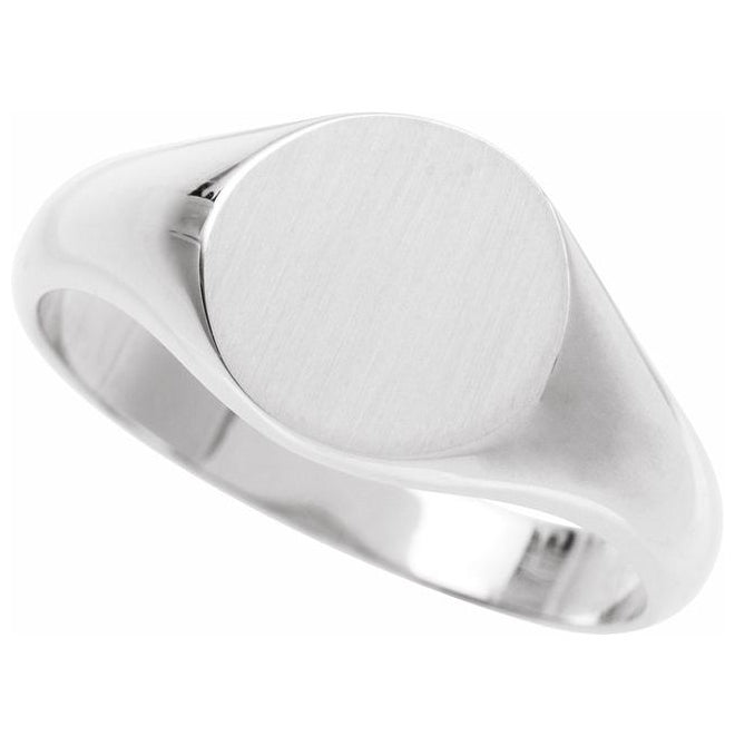 14K Yellow Gold Or Sterling Silver Round 13 X 13 Mm Brush Polished Signet Ring