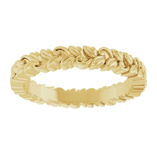 10K Yellow Gold 3.2 Mm Polished Floral Band Size 7
