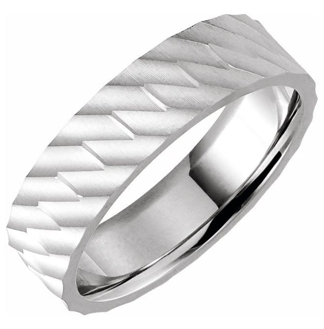 14K Yellow Or White Gold 6 mm Patterned Flat Band