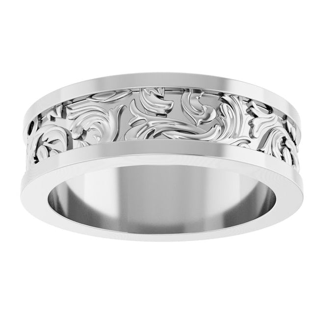 14K Rose Gold Or Sterling Silver 6.5 mm Sculptural Flat Band