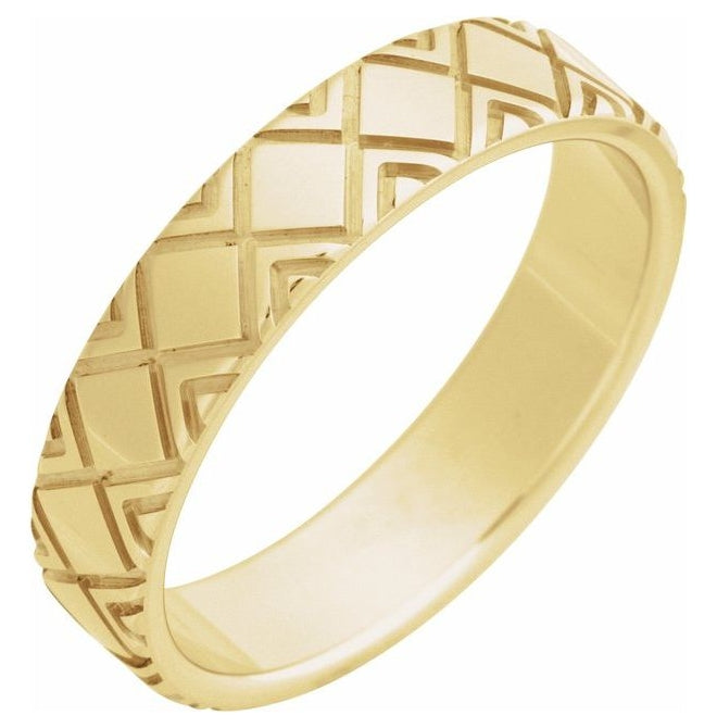 14K Yellow Gold 5 mm Faceted Pattern Band