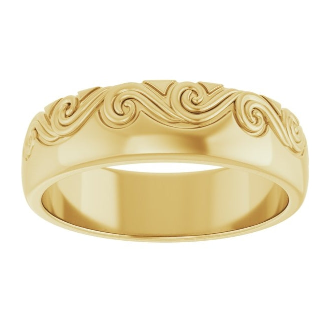14K Yellow Or White Gold 6 mm Sculptural Comfort-Fit Band