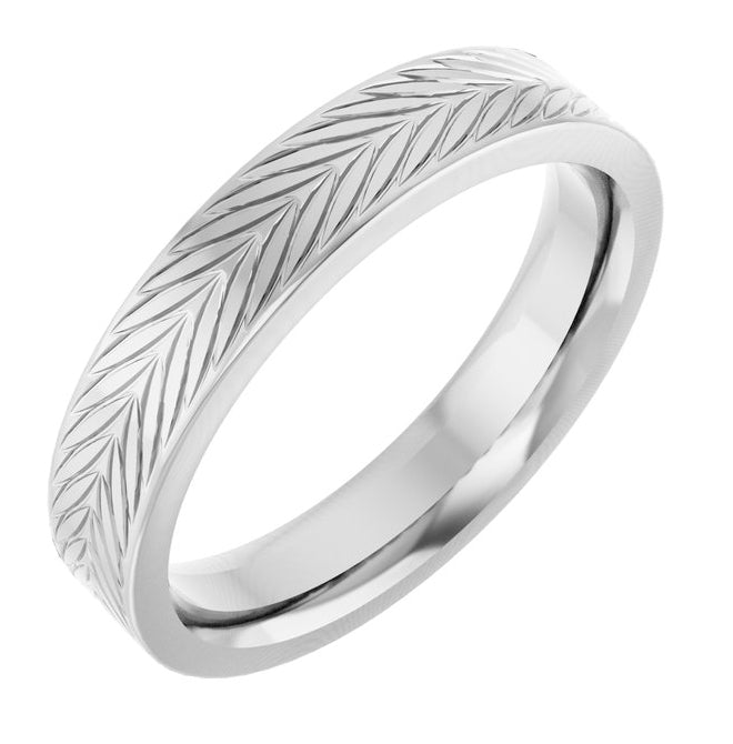14K Yellow Or White Gold Polished Wheat Patterned Band