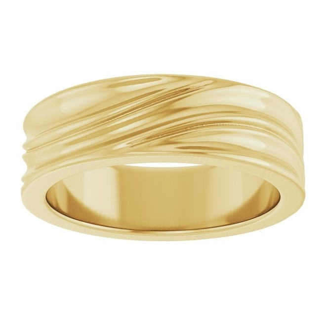 14K YellowOr White Or Rose Gold 6 mm Polished Textured Band