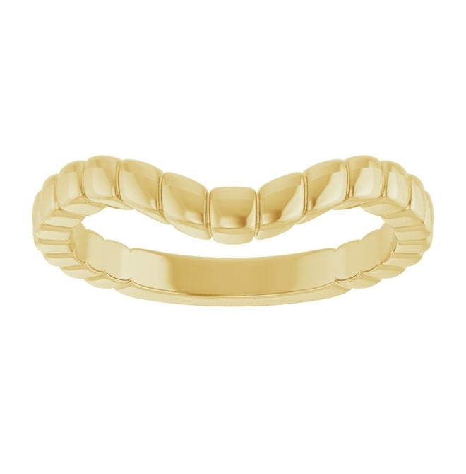 14K Yellow Or White Or Rose Gold Fluted Contour Band Size 7