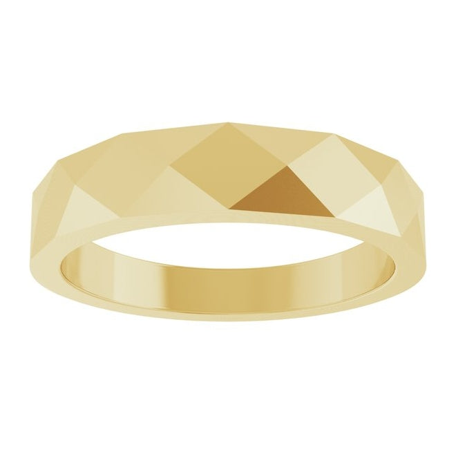14K Yellow Gold 5 Mm Polished Geometric Faceted Band Size 10