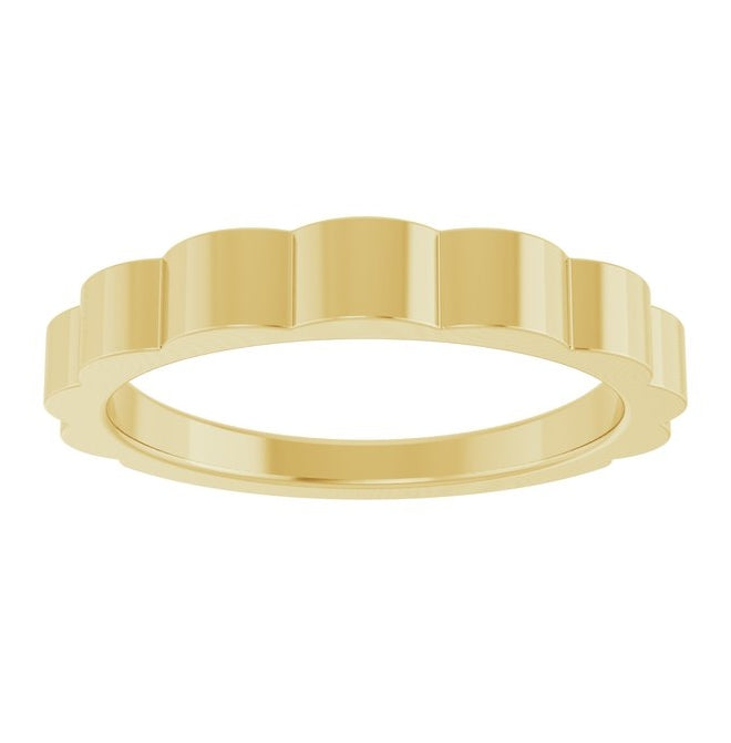 14K Yellow Gold Or Sterling Silver 3 mm Grooved Tapered Band Size 7