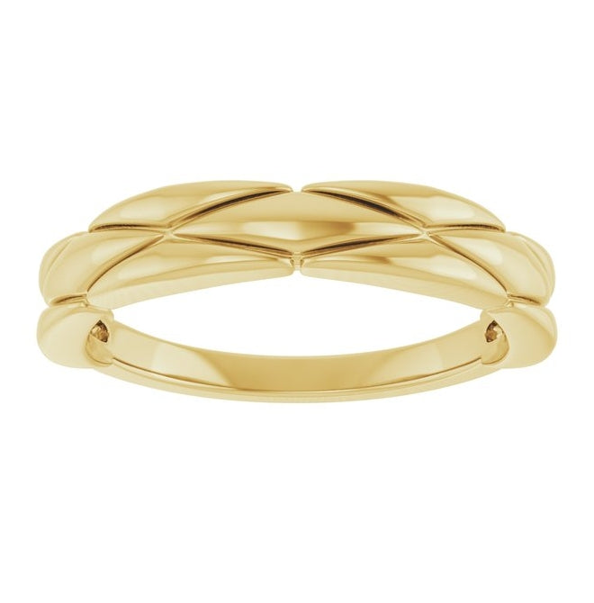 14K Yellow Gold 4 Mm Polished Grooved Band Size 7