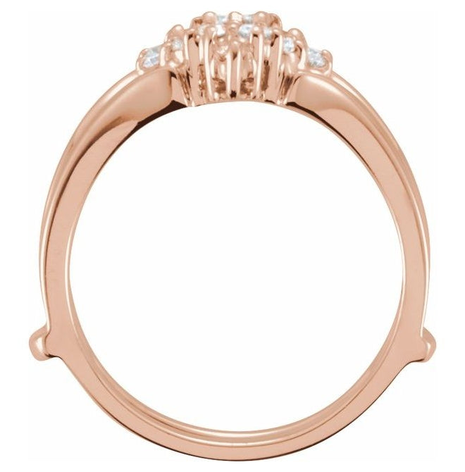 14K Rose Gold Round 1.7 Mm Polished 1/4 Ctw Natural Diamond Ring Guard, Size 6