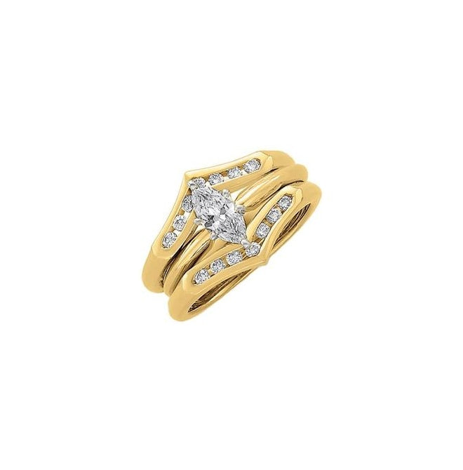 14K Yellow Gold Round 1.7 Mm Polished 1/4 Ctw Natural Diamond Ring Guard Size 6