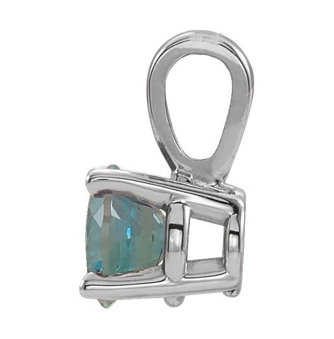 Sterling Silver Round 6 Mm Polished Imitation Gem Birthstone Pendant
