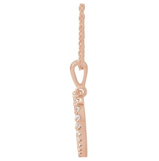 14K Rose Gold Round 1.3Mm I1, G-H 18 In Polished Heart Necklace