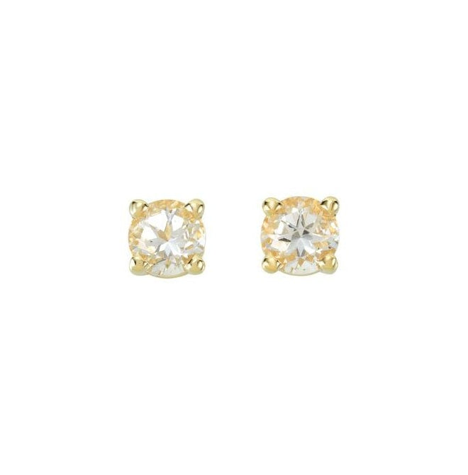 14K Yellow Gold 4 mm Natural White Sapphire Earrings