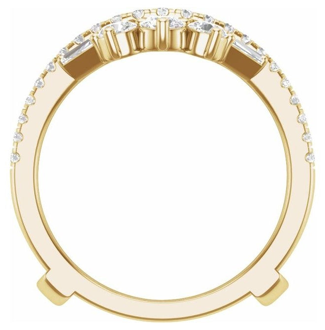 14K Yellow Gold Round 3.2 Mm Polished 1 1/5 Ctw Lab-Grown Diamond Ring Guard Size 7