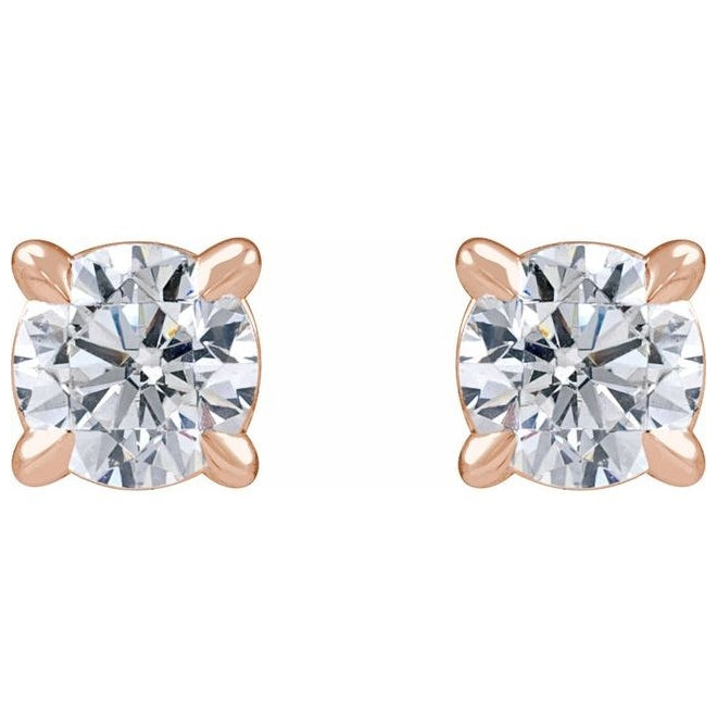 14K Rose Round Pair 3.5Mm Si1-Si2, G-H Friction Backs 4-Prong Polished 1/3 Ctw Lab-Grown Diamond 4-Prong Claw Cocktail Style Stud Earrings