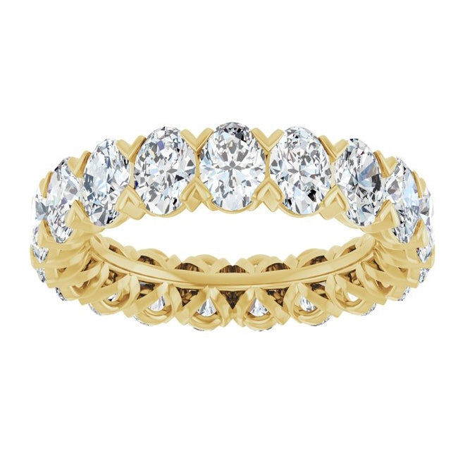 14K Yellow Gold Oval 5 X 3.5 Mm Vs, G-H Polished 4 3/4 Ctw Lab-Grown Diamond Eternity Band, Size 6