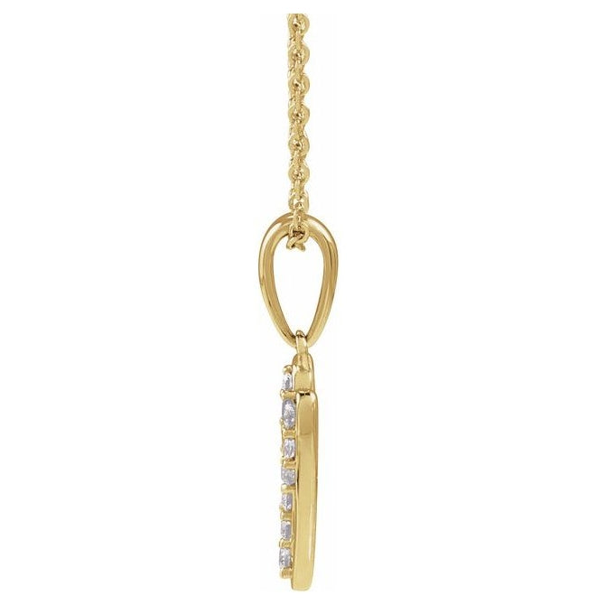 14K Yellow Or White Gold Round I1, G-H Polished Natural Diamond Initial Necklace, 18 Inch