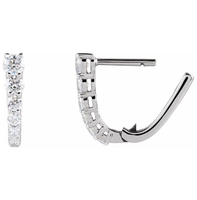 14K Yellow Or White Gold Round 12.95 Mm 1 Mm 2.9Mm Vs, F+ Pair Hinged Polished 1/2 Ctw Lab-Grown Diamond Hoop Earring