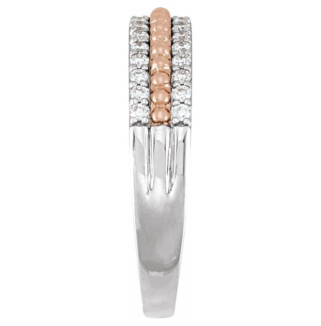 14K White/Yellow Or White/Rose Gold Round 1.25 Mm Polished 1/3 Ctw Natural Diamond Band Size 7