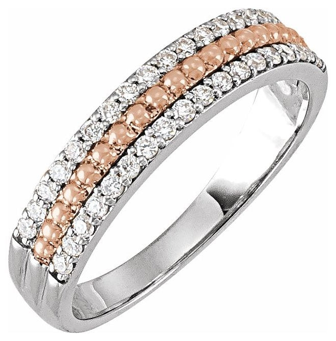 14K White Or White/Yellow Or White/Rose Gold Round 1.25 Mm Polished 1/3 Ctw Lab-Grown Diamond Band Size 7