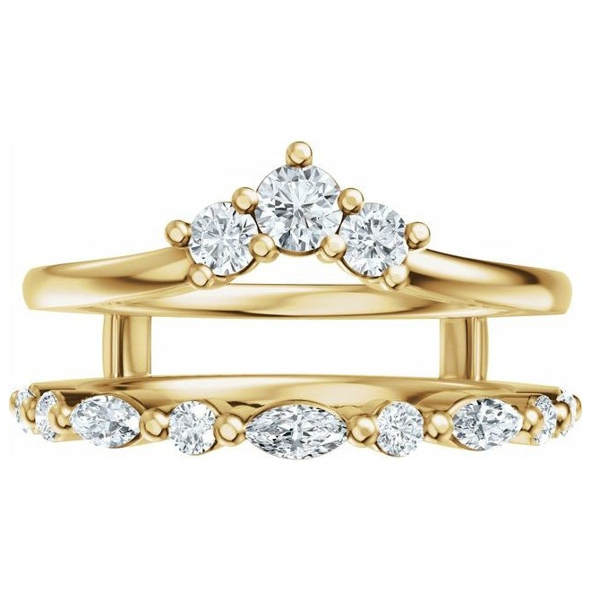 14K Yellow Gold Round 2.8 Mm Polished 1/2 Ctw Lab-Grown Diamond Ring Guard Size 7
