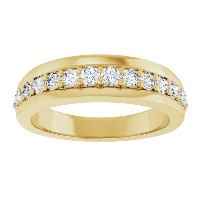 14K Yellow Gold Round 2.2 Mm Polished 1/2 Ctw Lab-Grown Diamond Anniversary Band Size 7