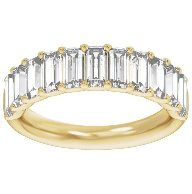 14K Yellow Gold Straight Baguette 5 X 2.5 Mm Vs2, G-H Polished 2 1/4 Ctw Lab-Grown Diamond Anniversary Band Size 7
