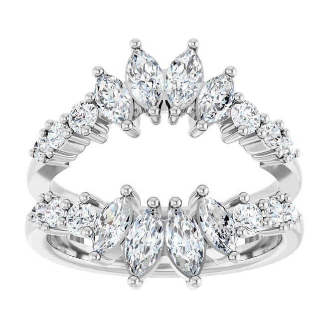 14K Yellow Or White Gold Marquise 5 X 2.5 Mm Polished 1 1/2 Ctw Lab-Grown Diamond Ring Guard