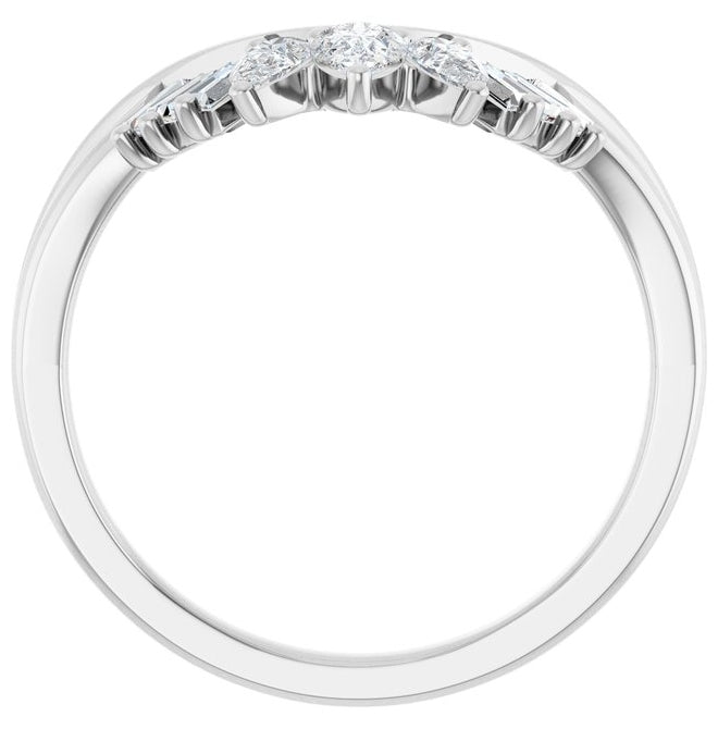 14K White Gold Pear 4.1 X 2.7 Mm Polished 1/2 Ctw Lab-Grown Diamond Contour Band Size 7