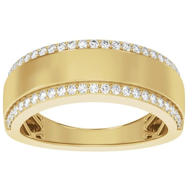 14K Yellow Or White Gold Round 1.3 Mm Polished 1/2 Ctw Lab Grown Diamond Half Round Accented Tapered Band