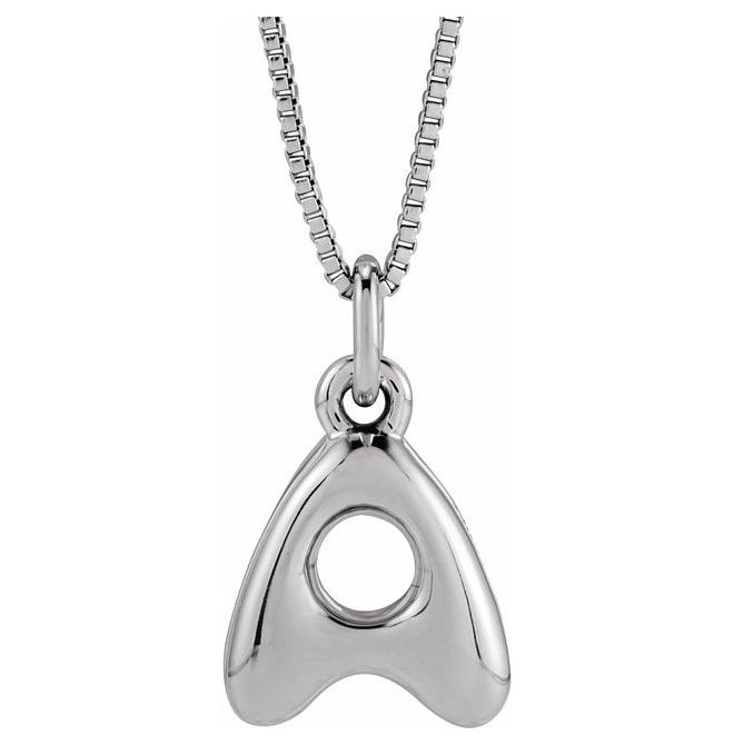 14K Yellow Or White Gold Or Sterling Silver Polished Bubble Initial 18" Necklace