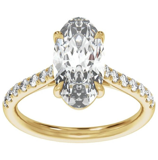 14K Yellow Or White Gold Oval 9.8 X 4.9 Mm Vs2, E-F Polished 1 1/3 Ctw Lab-Grown Diamond Engagement Ring Size 7