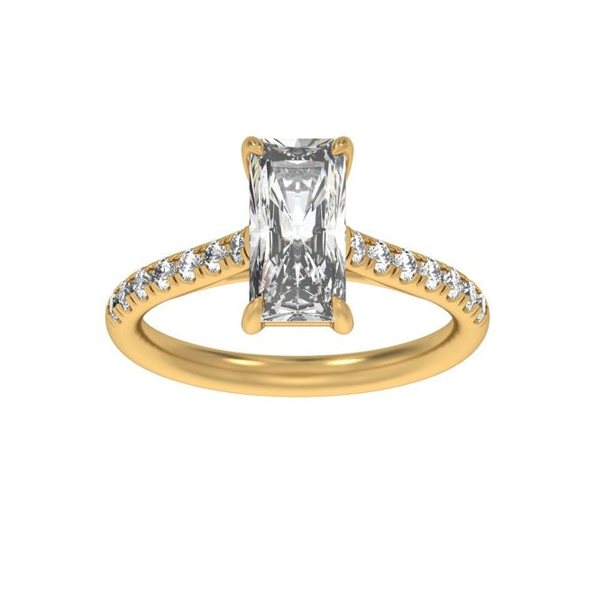 14K Yellow Gold Radiant 11 X 5.5 Mm Vs2, E-F Polished 2 1/3 Ctw Lab-Grown Diamond Engagement Ring Size 7