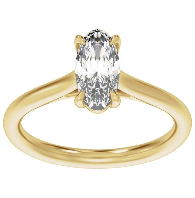 14K Yellow Or White Gold Oval 9.8 X 4.9 Mm Polished 1 Ctw Lab-Grown Diamond Engagement Ring Size 7