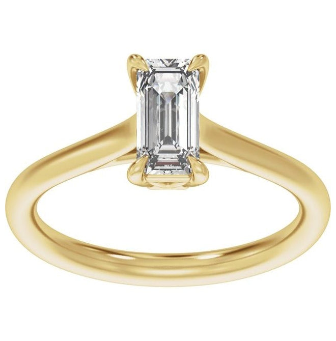 14K Yellow Or White Gold Emerald 8.5 X 4.2 Mm Polished 1 Ctw Lab-Grown Diamond Engagement Ring Size 7