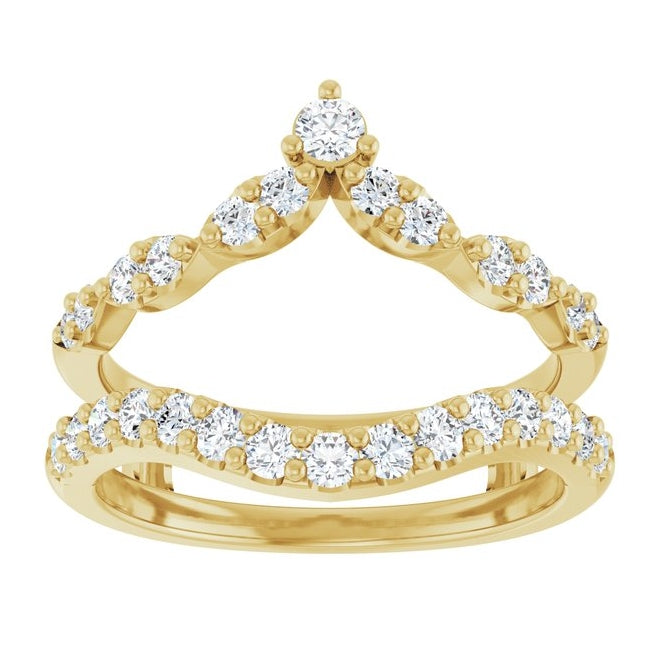 14K Yellow Gold Round 2.5 Mm Polished 3/4 Ctw Lab-Grown Diamond Ring Guard Size 7