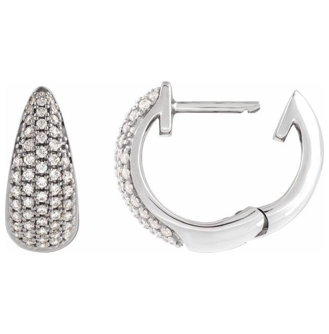 14K Yellow Or White Gold Round 14.75 Mm x 6.5 Mm 1Mm I1, G-H Pair Hinged Polished 1/2 Ctw Natural Diamond Cluster Hinged Hoop Earrings
