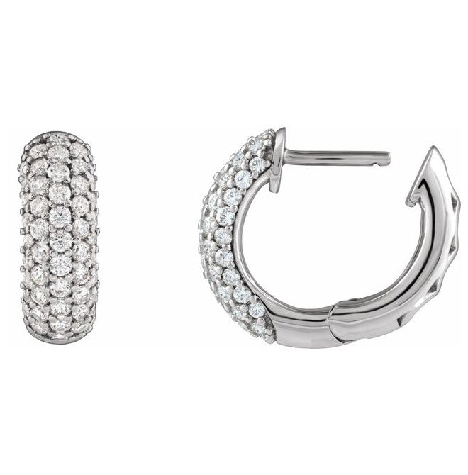 14K Yellow Or White Gold Round 14.6 Mm 5.4 Mm Vs, F+ Pair Hinged Polished 1/2 Ctw Lab-Grown Diamond Hoop Earrings