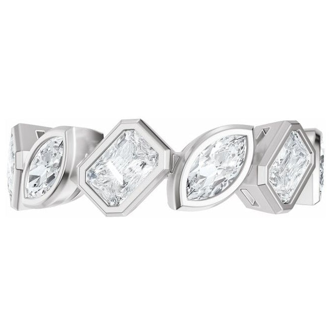 14K Yellow Or White Gold Emerald 4.9 X 3.3 Mm Polished 1 3/4 Ctw Lab-Grown Diamond Anniversary Band