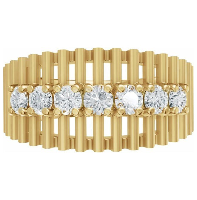 14K Yellow Gold Round 2.9 Mm Polished 5/8 Ctw Lab-Grown Diamond Anniversary Band Size 7