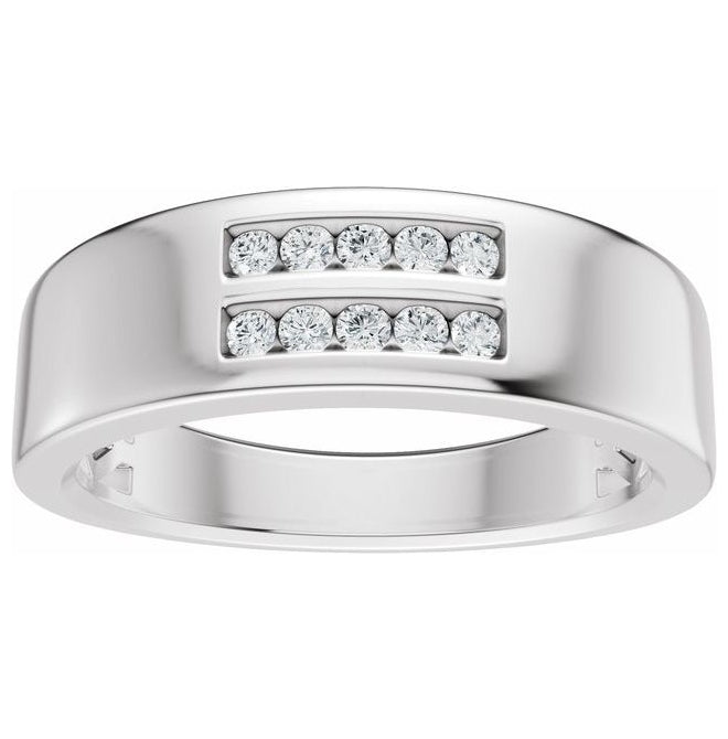 14K Yellow Or White Gold Round 1.6 Mm 6.7 Mm Vs, F+ Polished 1/6 Ctw Lab-Grown Diamond Band