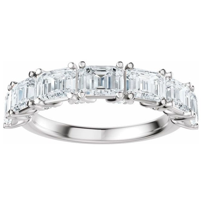 14K Yellow Or White Gold Emerald 5 X 3.5 Mm Polished 2 7/8 Ctw Lab-Grown Diamond Anniversary Band Size 7