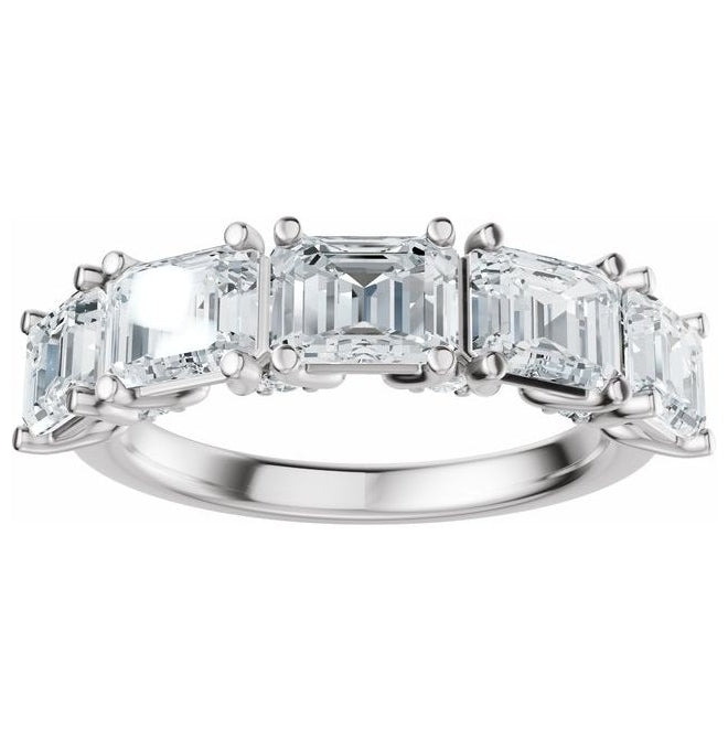 14K Yellow Or White Gold Emerald 5.8 X 4.2 Mm Polished 2 7/8 Ctw Lab-Grown Diamond Anniversary Band Size 7
