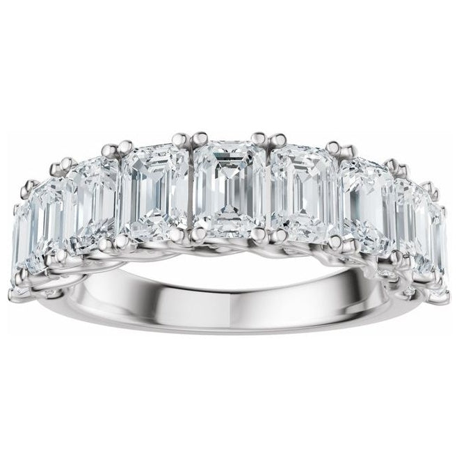 14K Yellow Or White Gold Emerald 5 X 3.5 Mm Polished 3 3/4 Ctw Lab-Grown Diamond Anniversary Band
