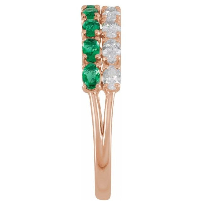 14K Yellow Or White Or Rose Gold Oval 3 X 2 Mm Polished Lab-Grown Emerald And 9/10 Ctw Lab-Grown Diamond Ring Size 7