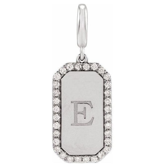 14K Yellow Or White Gold Round 1Mm I1, G-H Polished 1/6 Ctw Natural Diamond Dog Tag Charm/Pendant