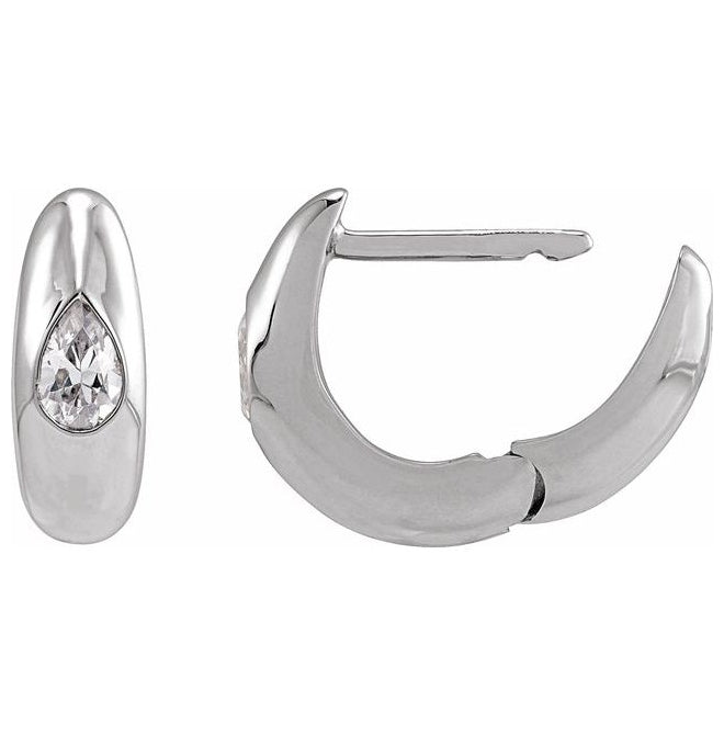 14K Yellow Or White Gold Pear 11.3 Mm .033 In 4.3 X 2.8Mm Vs, F+ Pair Hinged Polished 1/3 Ctw Lab-Grown Diamond Hoop Earring